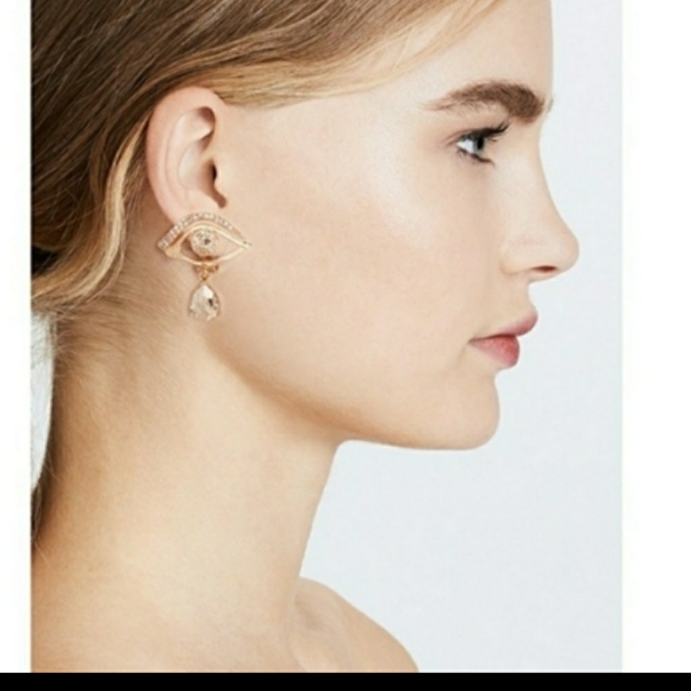 Oscar de la Renta Pave Crystal Eye Earrings - Picture 4 of 6